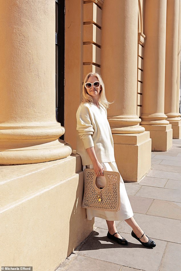 Jumper, Cos. Skirt, Toteme. Sunglasses, Celine. Bag, Jacquemus. Shoes, Chanel