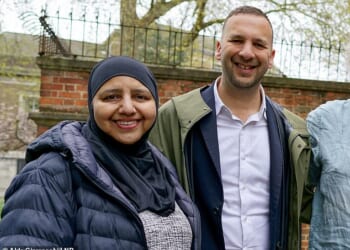Green Party leader Zac Polanski, pictured with candidate Ifhat Shaheen, who has been accused of writing posts defending the Hamas terrorist attacks of October 7, 2023