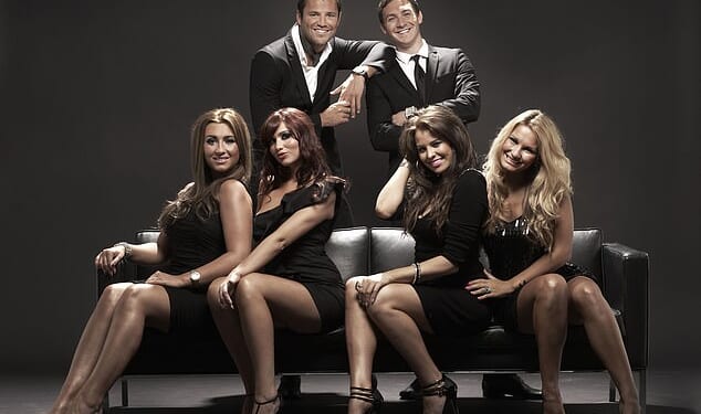 The Only Way Is Essex hit screens 16 years ago, leading to droves of fans loving insight into the life of the home county's glamorous elite (Pictured: Top L, Mark Wright R, Kirk Norcross. Bottom L-R Lauren Goodger, Amy Childs, Jess Wright, Sam Faiers)