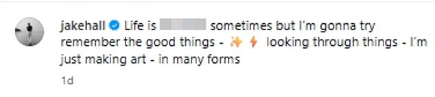 Hours before he died, Jake had shared a social media post in which he vowed to 'remember the good things' in a life that was 'b******s'