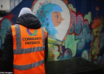 Ministry of Justice figures show courts in England and Wales issued 53,685 unpaid work orders in the year to March 2025 ¿ yet 3,200 were never started and a third failed to complete the required hours (Stock Image)