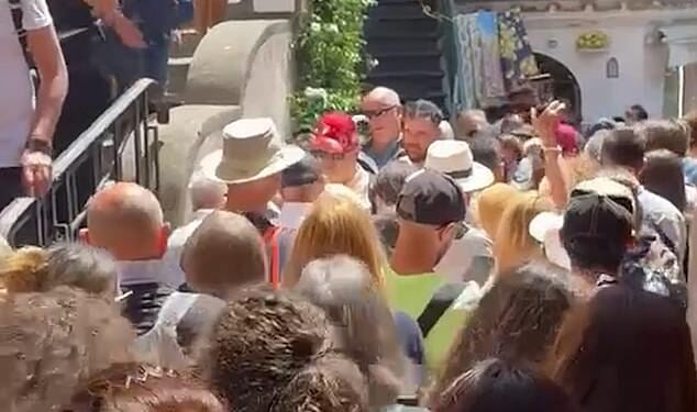 Hundreds of tourists clogged the streets of Positano on the Almalfi Coast in southern Italy in the latest episode of over tourism in the town