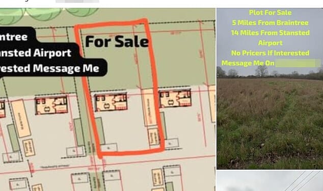 Martin Mongan advertised for 'off-plan' buyers for one of the yet-to-be-built caravan pitches in a Facebook post highlighting the site's proximity to Stansted Airport