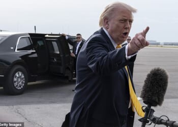 President Trump is seen here speaking with reporters as he boarded Air Force One on Saturday