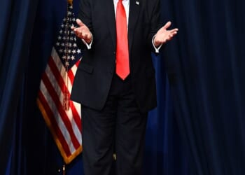 Donald Trump broke out into an impression of Ilhan Omar marrying her brother, carrying on the long-running rumor about the left-wing congresswoman at a speech in Florida Friday