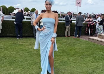 Tulisa Contostavlos commanded attention on Thursday as she made a glamorous arrival at the Boodles May Festival at Chester Races