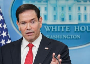 Secretary of State Marco Rubio speaks during a news conference in the Brady Press Briefing Room at the White House on May 5, 2026, in Washington, D.C.