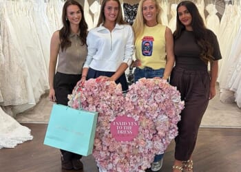Venezuela Fury (centre, left) picked her wedding gown with help from mum Paris (centre, right) on Friday ahead of her wedding to fiancé Noah Price