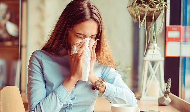 Respiratory syncytial virus, the common cause of coughs and colds, offered a protective effect from breast cancer metastasising, researchers have discovered (stock photo)