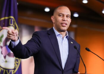 House Minority Leader Hakeem Jeffries, a New York Democrat, is pictured at a news conference April 20, the day before Virginia's redistricting referendum that was thrown out Friday by the Virginia Supreme Court.