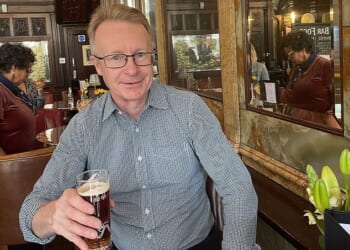 Tom Chesshyre has a pint at the Viaduct Tavern as part of the 'London Small Group Tour of Historical Pubs' run by Liquid History Tours - named the capital's best tourist experience by Tripadvisor