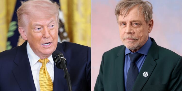 Veteran actor Mark Hamill, right, drew attention with a social media post many interpreted as a threat against President Donald Trump.