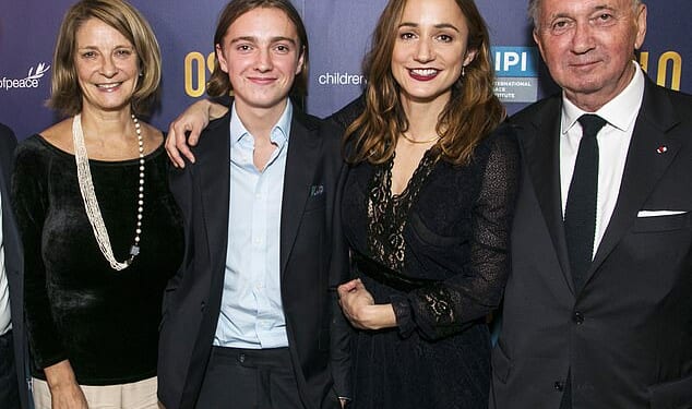 Edward Juul Rod-Larsen (second to left), 25, was found dead in Oslo on Wednesday, just days after police launched an investigation into his parents, diplomat Terje Rod-Larsen (right) and Mona Juul, a former ambassador (left). Center right, British actress Lydia Leonard