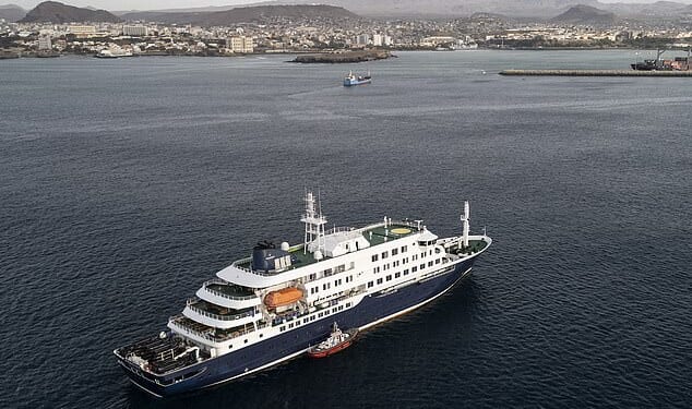 A researcher has revealed that the ‘floating cities’ make it easy for infections to spread in ways that are ‘hard to stop’. Pictured: MV Hondius