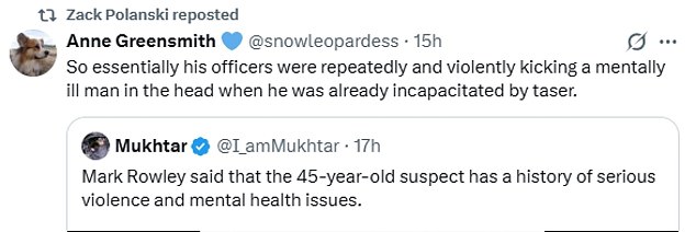 Polanski retweeted a post suggesting hero policemen who disarmed the Golders Green terrorist were heavy handed